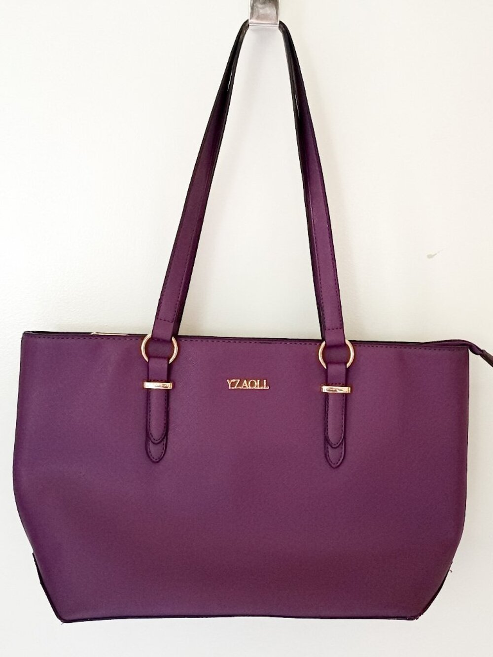 Yzaoll Purple Shoulder Handbag / Tote, 16" W, Faux Leather, (Purse Only)